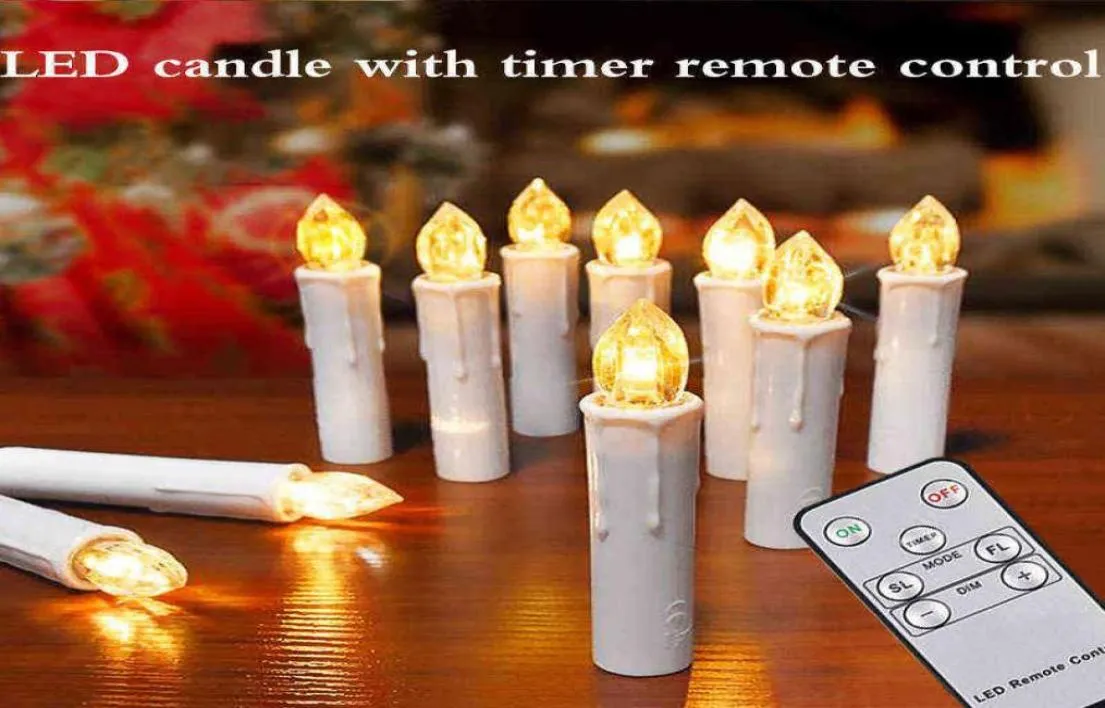 Bougies LED Cougie de Noël Flame clignotante avec minuterie maison d'anniversaire à distance 2022 Nouvel An039 Decor Church Electric Candle1545176