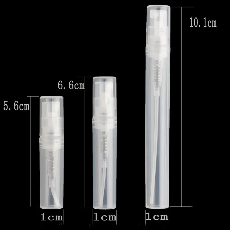 2ml 3ml 5ml 리필 가능한 병 여행 투명 플라스틱 향수 병 Atomizer 빈 작은 스프레이 병 독성 무료 및 안전한 200pcs