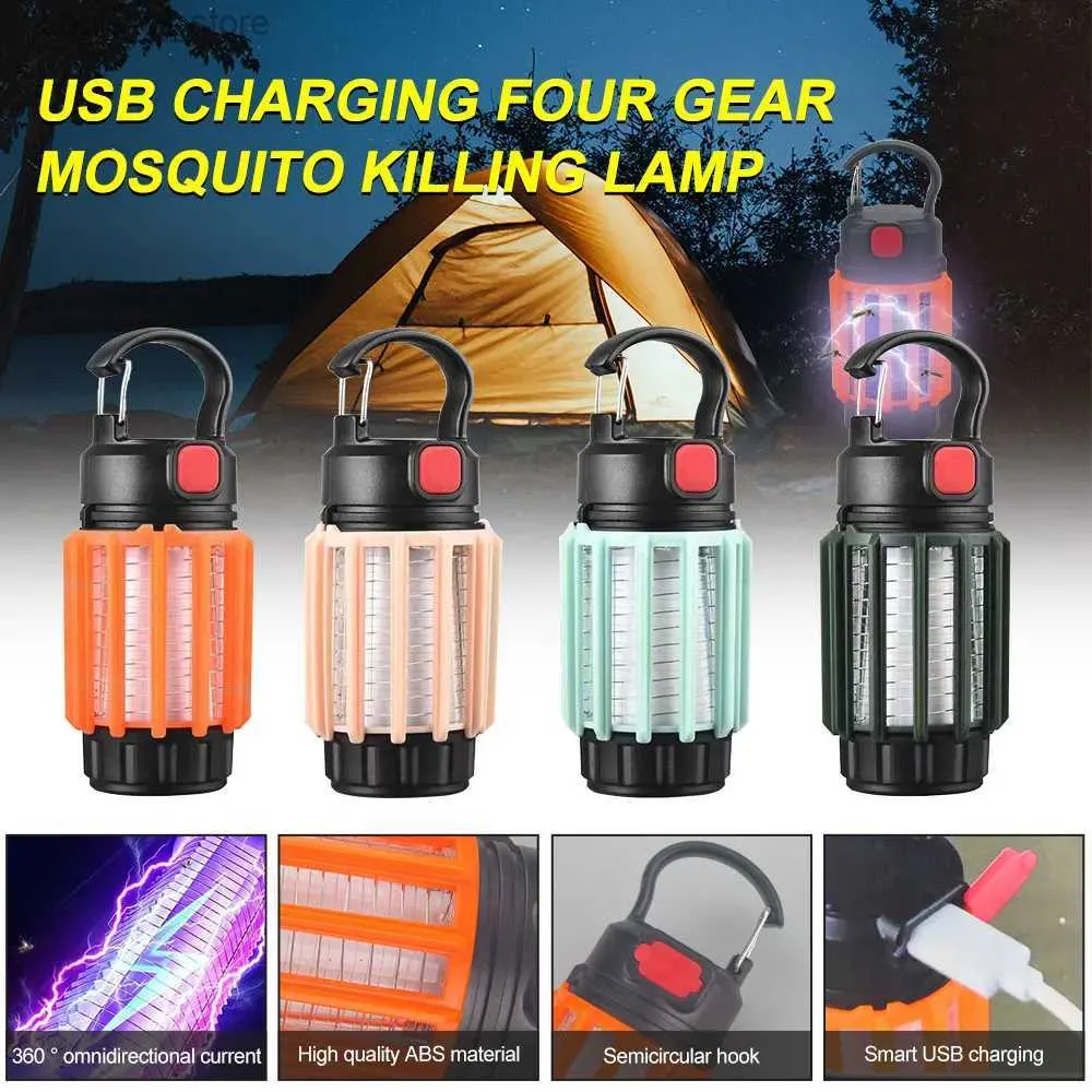 Lâmpadas assassinas de mosquito Lâmpada de mosquito elétrico Campo de camping ao ar livre com o gancho de cobrança USB Repelente de insetos de insetos da casa Praga YQ240417