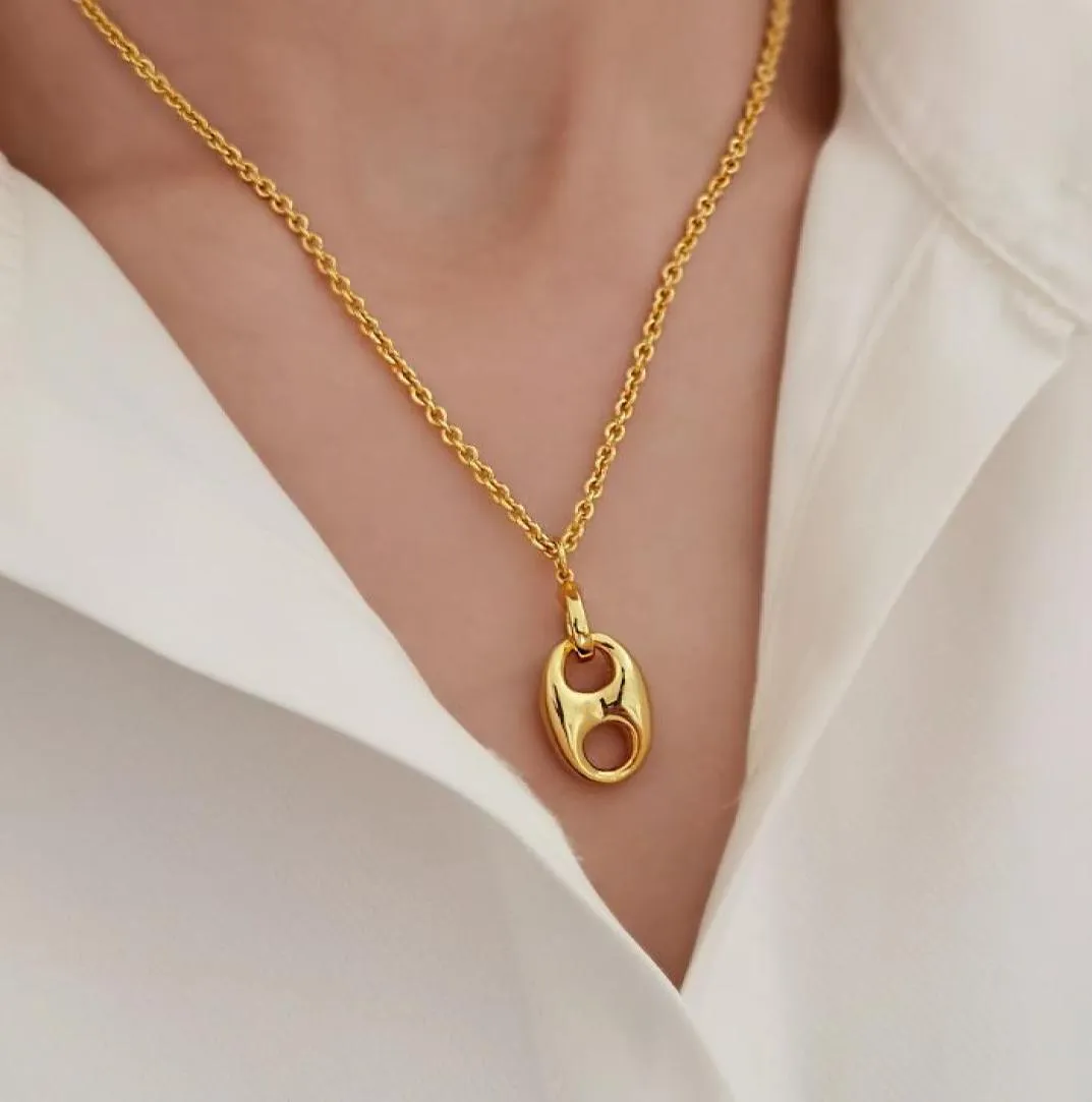 Brand Concise Metal Style 18k Gold Plated Pendant Necklace Jewelry Personality Women Luxury Exquisite Necklace2932123