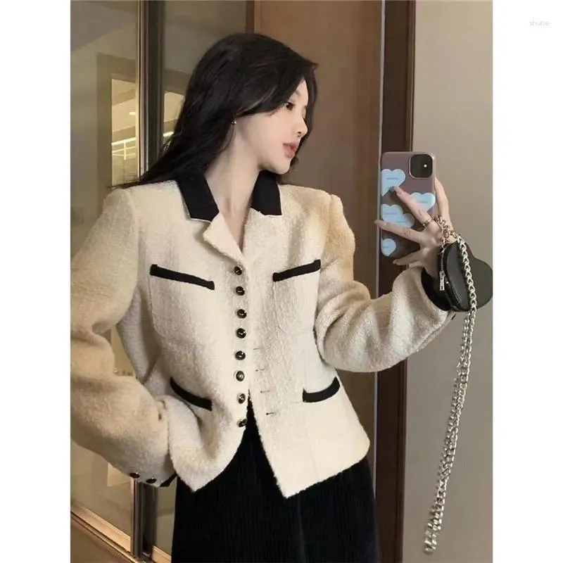 Damenjacken Fashion Design Single-Breasted Jacket Tops 2024 Frühling Herbst Beige Casual Orean Außenbekleidung Casaco Feminino