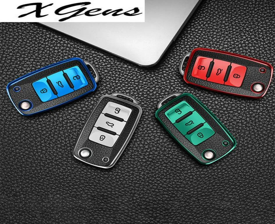 Leer+TPU -auto Key Cover Case voor voor VW Polo Tiguan Passat B5 B6 B7 GOLF EOS SCIROCCO JETTA MK6 Octavia Accessories46666990