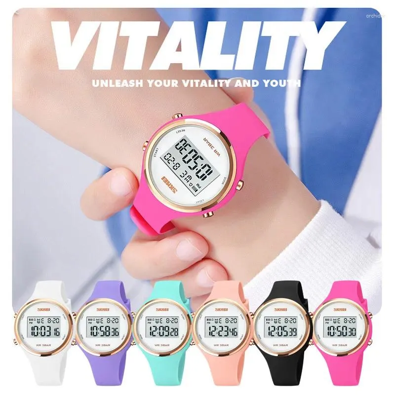 Montre-bracelettes beauté sports colorés surveiller l'extérieur imperméable timing étudiant électronique LED numérique mode décontracté enfants enfants