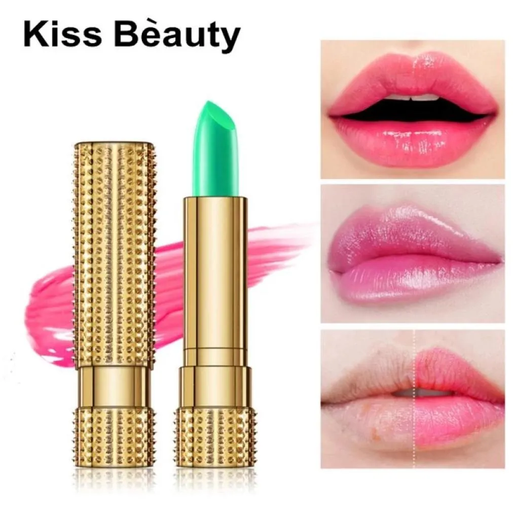 Kiss Beauty Süper Nemlendirici Doğal Aloe Vera Vera Renk Renk Sıcaklığa Göre Değişen Sıcaklık Uzun Kalıcı Pembe Dudak Çubuğu Makyajı DH1787859