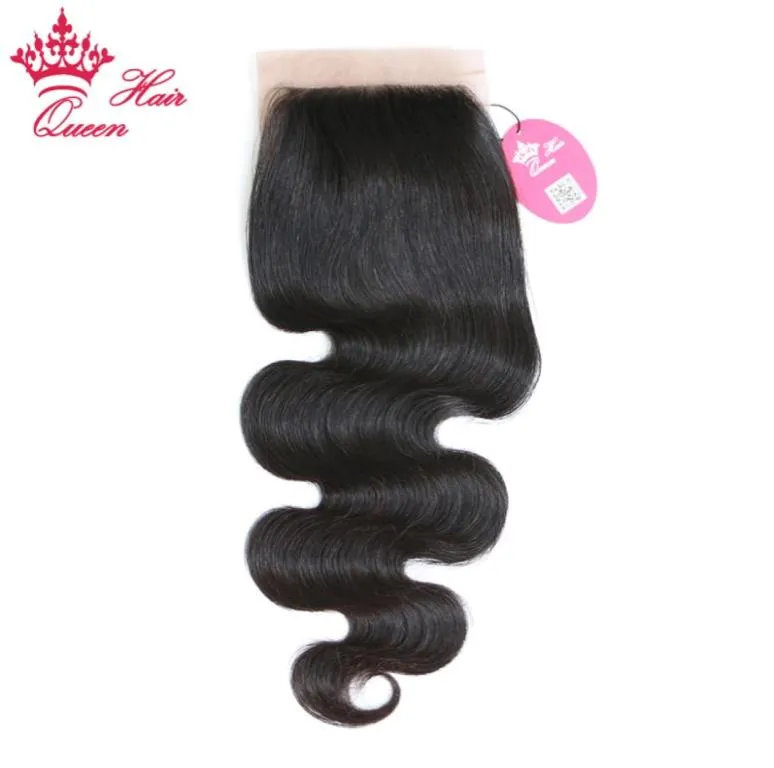 Queen Hair Products Free Part Body Wave Silk Base Closure 100% Brazilian Human Hair4237892