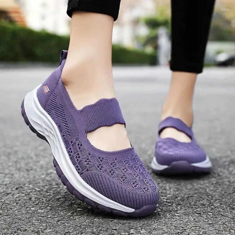 Casual Shoes Summer Women Mesh Breattable Sneakers Light Slip On Flat Platform Ladies Anti-Slip Walking Woman Woven