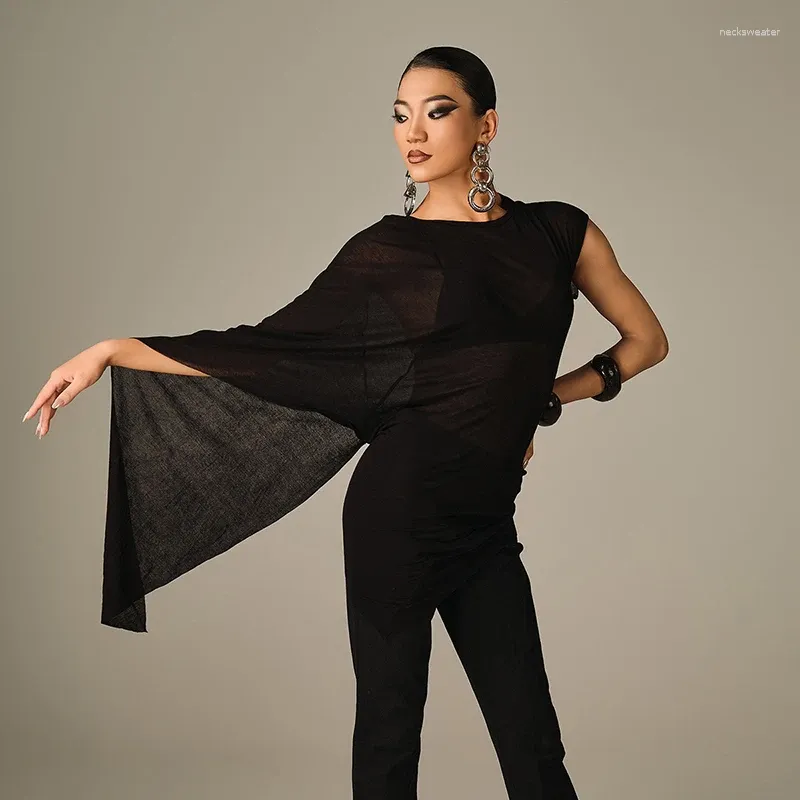 Stage Wear 2024 Latin Dance Tops for Women Loose Bat Sleeved Practice Clothes Chacha Rumba Tango Adult Costumes DQS15796