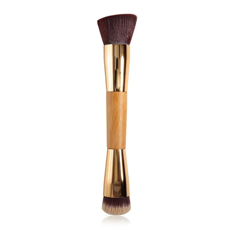 Brosse de maquillage à double extrémité bambou Brussage de contour bb crème fondation liquide maquillage pinceaux 6864155