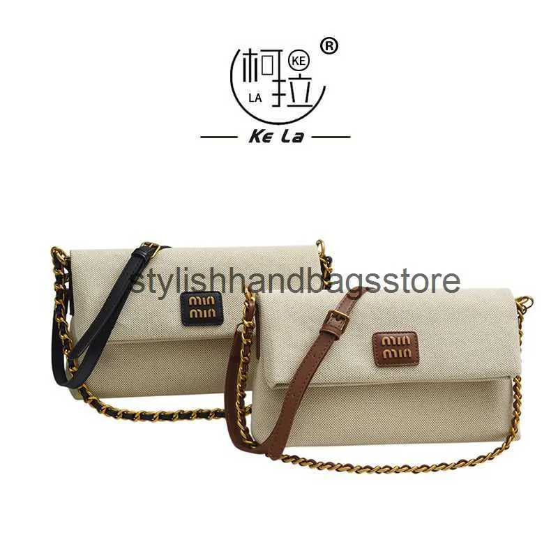 Umhängetaschen Zeug Sacks Leinwand Kette Eins Schulter-Crossbody-Tasche für Frauen stilvolle und modische neue High-End-Nische 2024 von Mojia H240417