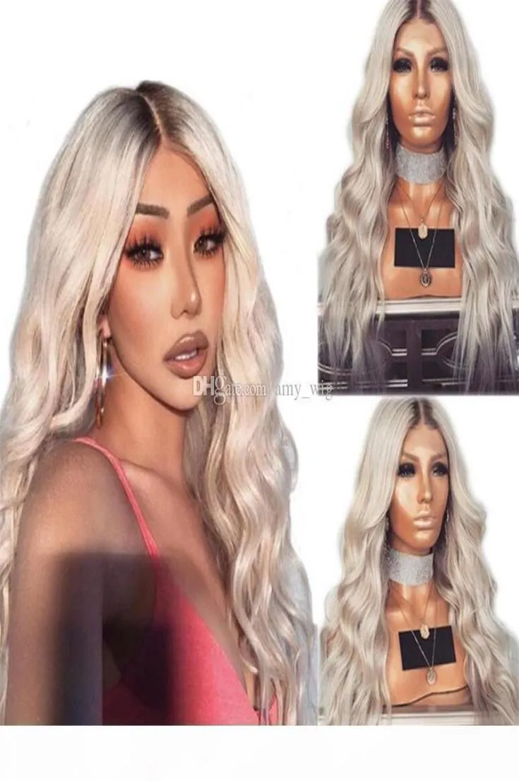 Ombre T1B 613 Blonde Full кружевные парики для волос волнистые бразильские девственные волосы