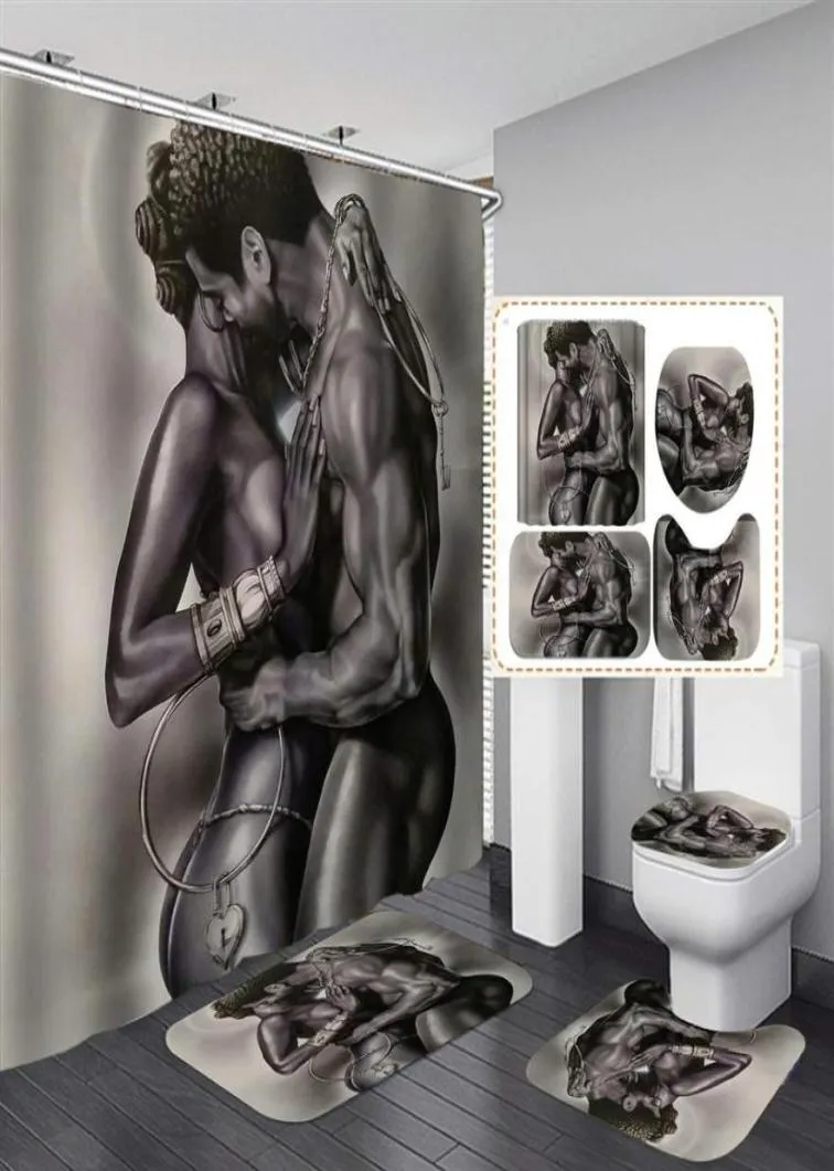 4 PCS Juegos de baño Cortina de ducha con tapa y cubierta para el inodoro 180x180cm Extra Long 2021 cubre la decoración del hogar26342628819