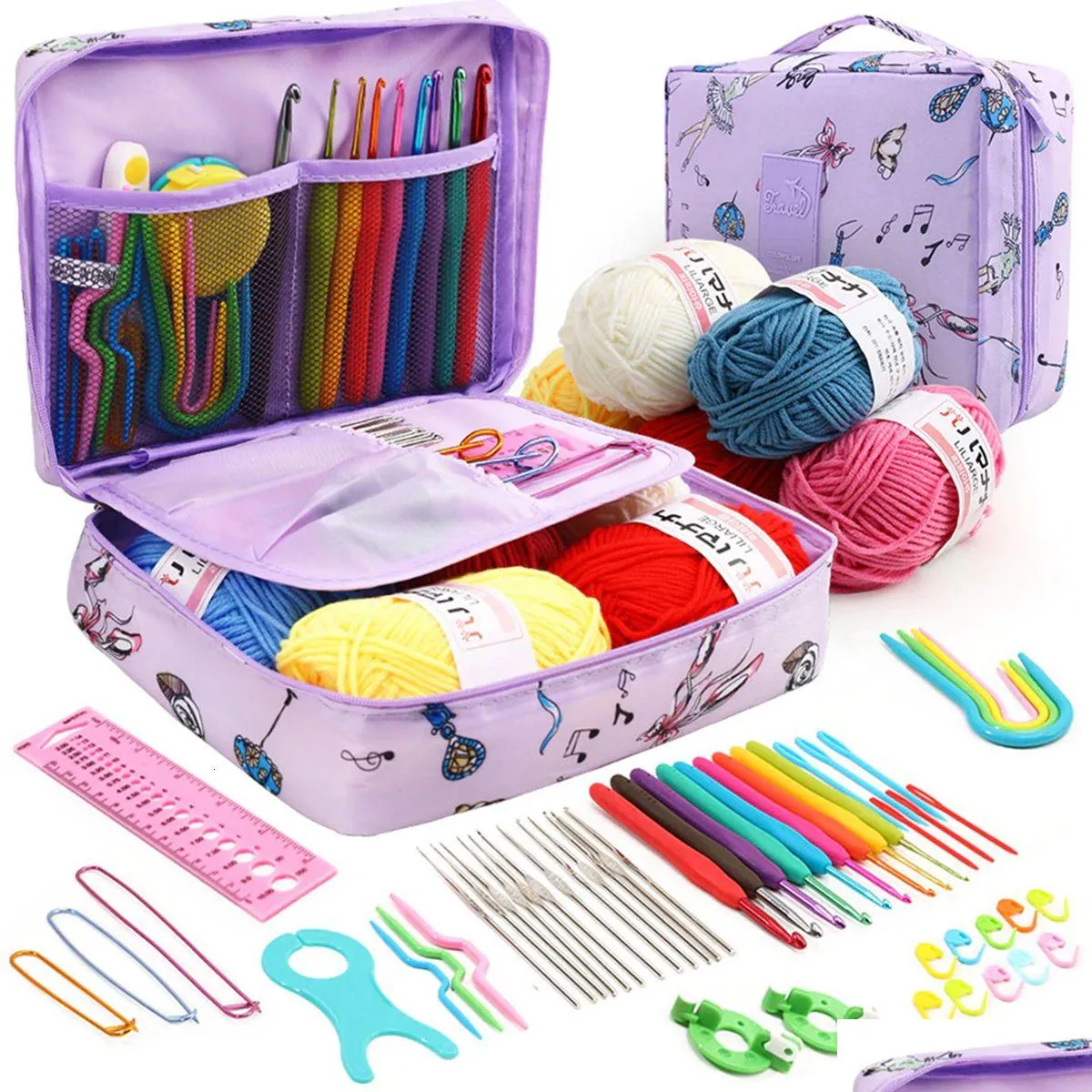 Arts And Crafts Knitting Starter Kit Cloghet Hook Set With Storage Bag Weaving Needles Yarn Diy Craft Sewing Tools Accessories Drop De Otcsn