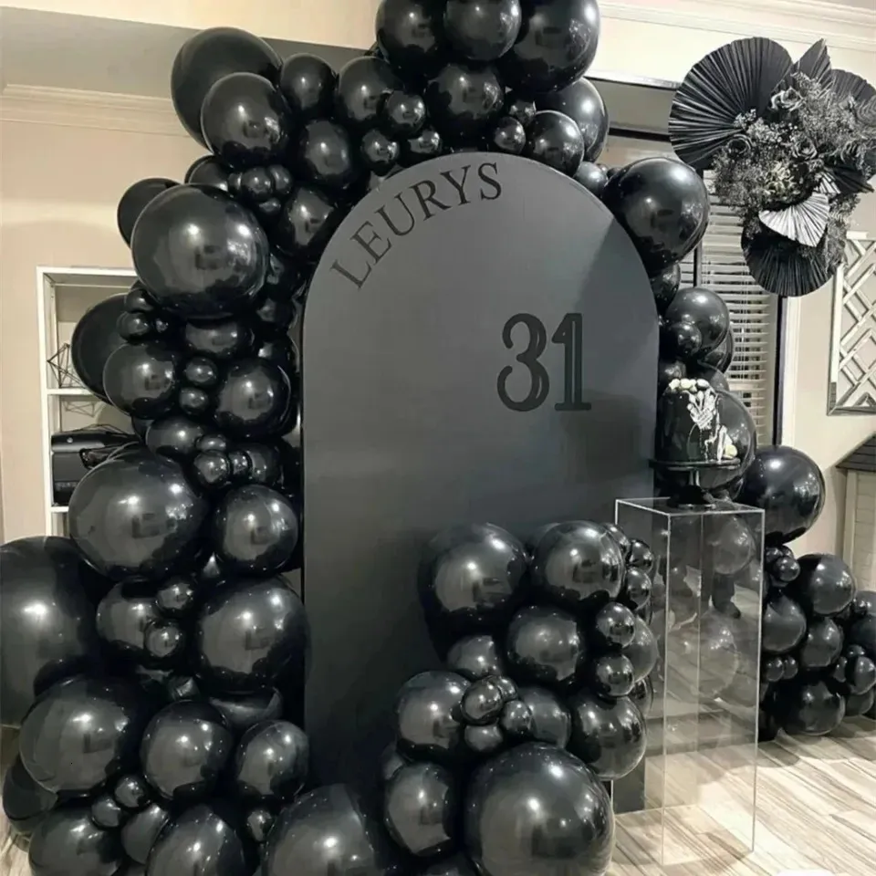 96pcSset Ball Ball Ballon Garland Arch Kit mariage Adultes Adults Party Decoration Black Latex Balloons décorations 240417