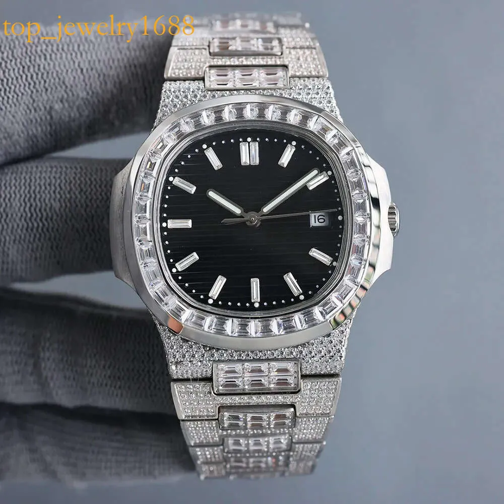 Full Diamond Mens Watch Automatic Mechanical 8215 Watches 40mm Women Wristwatch Sapphire Waterproof 50m Super Luminous Montre de Luxe