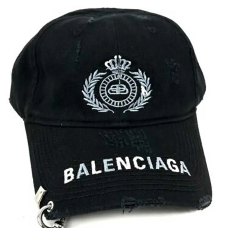 Designer Baseball Cappello ricamato Summer Fashion Ball Cap Belenciagaa Distring Center Logo Perforato Baseball Cotton Hat Black Hat Black Mediumwlctrr