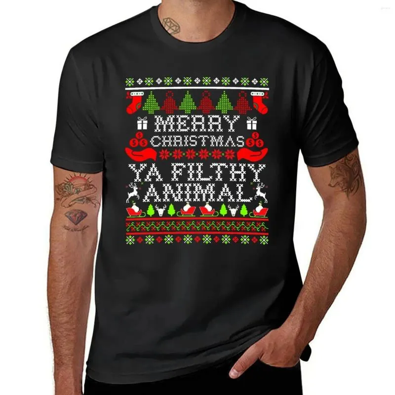 Heren Polos Christmas T -shirt - Merry ya smerige dieren sportfans jongens print aangepaste heren katoen t shirts