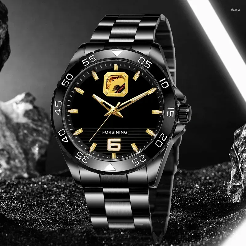 Orologi da polso orologio maschio nero orologio meccanico automatico multifunzione impermeabile per la data di orologio da uomo da corsa sport acciaio relogio
