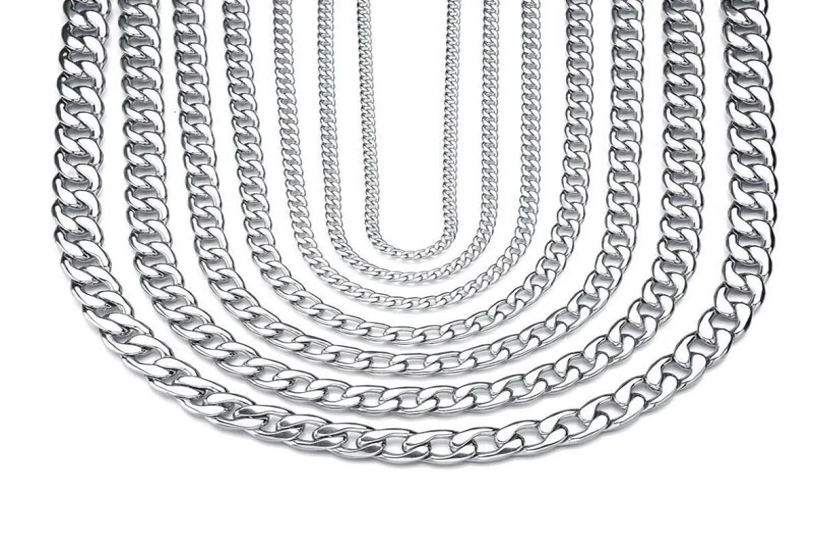 TN0022 55cm 316L Titanium steel Classical Style Chain Necklaces For Men Women Fashion Jewelry White Gold Color Different Size8410725