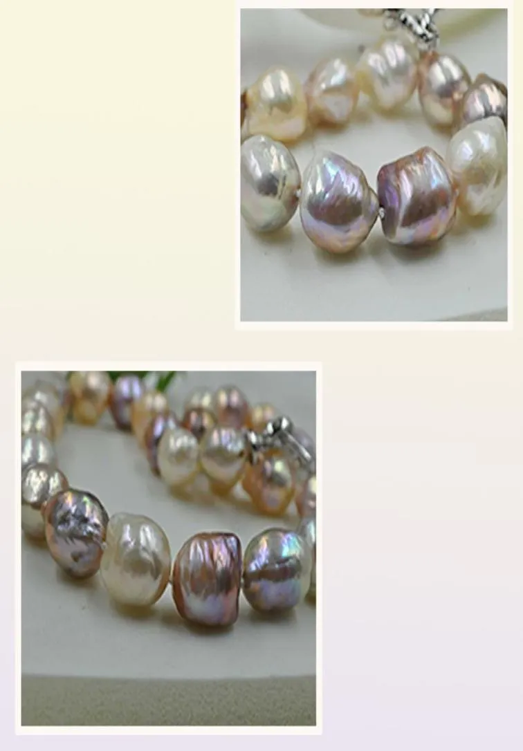 pearls jewelry high quality GORGEOUS Natural Rare multicolor 1216mm furrow Kasumi Pearl Necklace2180879