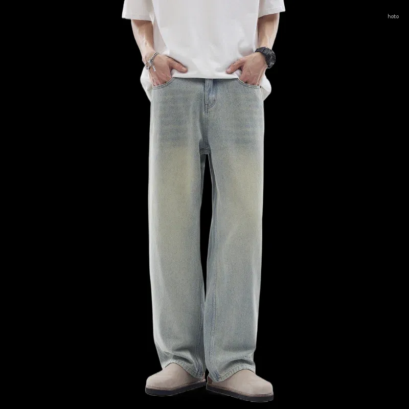 Men's Jeans 2024Spring And Summer American RetrocleanfitLight-Colored Straight Loose Worn Looking Washed-out Long Pants Fashion