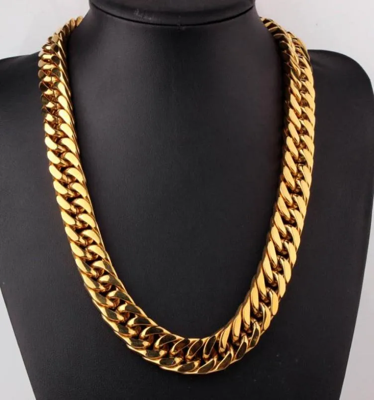 UOMINI FRANCO Miami Cuban Link Catane Neccone ALTO GIOITÀ DI TITANIUM ALTA SIGILTRIA ORGENTO GOLD 60CM17CM4520205