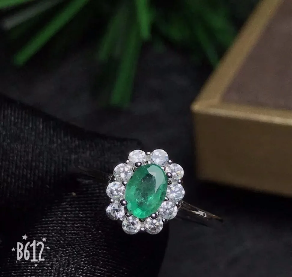 Promotion des magasins spéciaux Natural Emerald Ring Clearance 925 Silver Taille peut être personnalisée Y11246966470