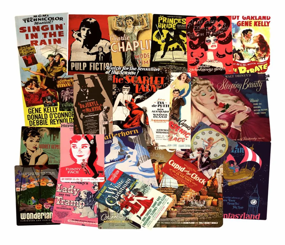 Filme de pôster de 46pcslot de 46pcslot vintage Retro Famous Film Poster Stickers Skateboard Laptop Notebook Caso de viagem Vinyl de2573201