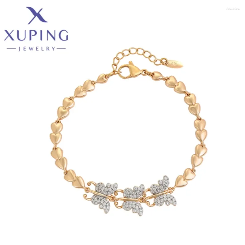 Pulseiras de link xuping jóias moda moda de alta qualidade forma de borboleta cor de ouro para mulheres presentes de festa de natal x000710374