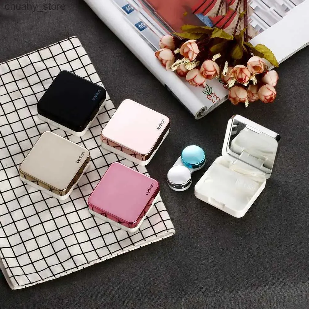 Sunglasses Cases Portable Contact Lens Box Mini Plastic Travel Holder Storage Soaking Box Case Mirror Lens Case Y240416