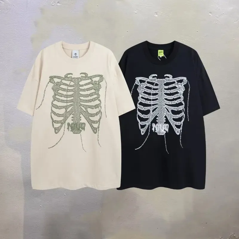 SS de tamanho Kapital camiseta de alta qualidade Skull Skreleton Skeleleton Tops de manga curta Camiseta de algodão Kapital para homens Mulheres 240417