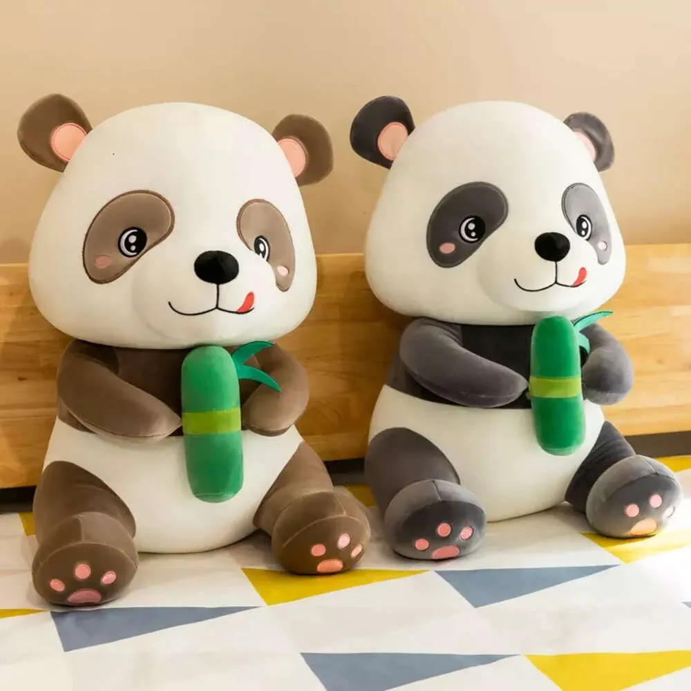 Горячая продажа супер мягкая в складе 23 см маленькие милые чучела животных Панда плюшевая игрушка с бамбуком