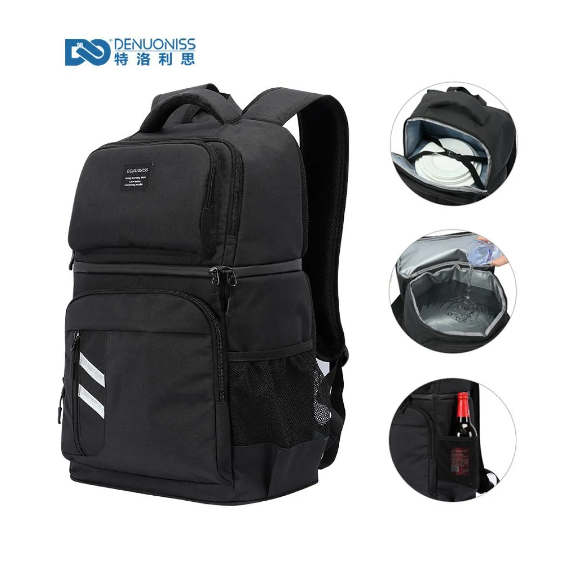 Denuoniss isoliertes Picknick -Rucksack Thermo Bierkühler Kühlschrank für Frauen Kinder Thermaltasche 2 Fach im Freien Wanderung 28528942