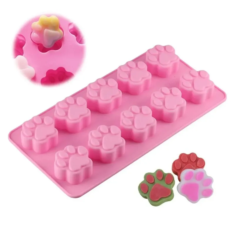 Puppy Dog Paw and Bone Ice Trays Silicone Pet Treat Molds Soap Chocolate Jelly Candy Mold Cake Decorating Baking Moulds