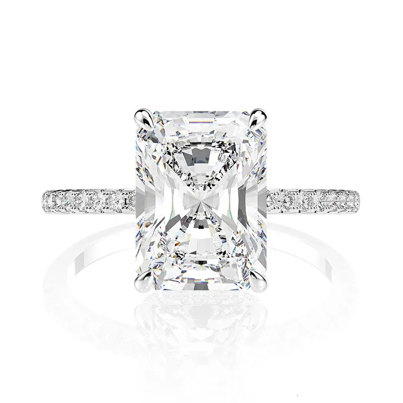 Oevas Real 925 Sterling Silver Emerald Cut High Carbon Diamond 5a Zircon Mariage des femmes pour femmes Luxury Bijoux en gros 240417