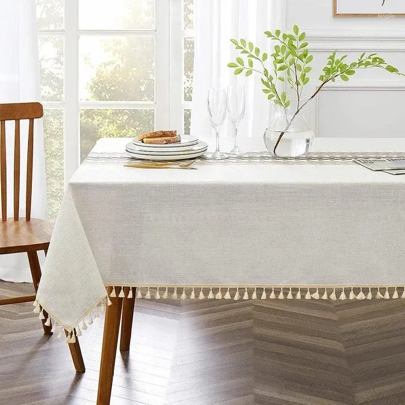 Tabela de toalha de mesa de linho de algodão bordado Toclagem de mesa Taquel Retangle Capa