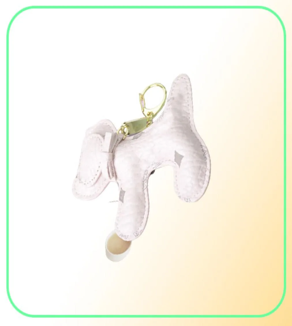 Cute Dog Design Grid Print Car Keychain Bag Pendant Charm Jewelry Flower Key Ring Holder for Women Men Fashion PU Leather Animal T2606548