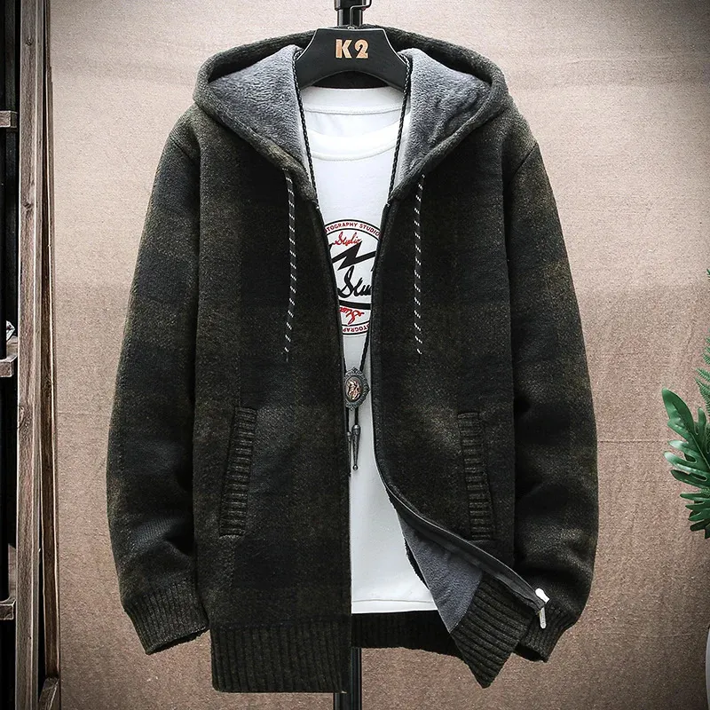 Mens Wool Overcoat Knitted Hoodie: Casual Hooded Fleece Coat, Winter  Knitwear Windbreaker Overcoat for Men, Y2K Streetwear Style