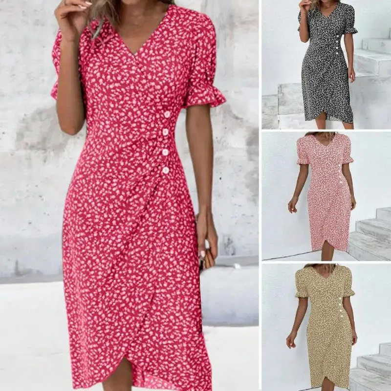 Casual Dresses Soft Beautiful Dating Party Lady Summer Dress Colorfast Beach Flower Print Women Garment