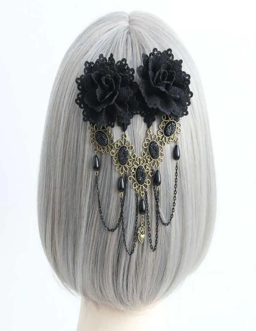 Bijoux gothique fait à la main en dentelle fleur épingle à cheveux bijoux de bijoux de bijoux pour femmes 039