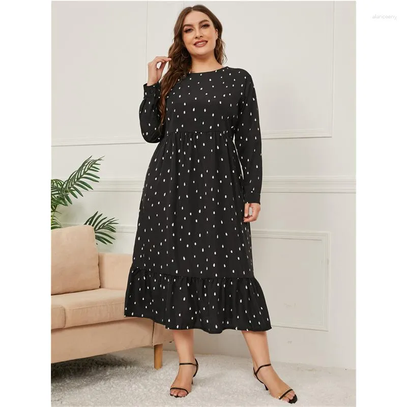 Vestidos casuais outono inverno gordo mulheres l-4xl plus size size size