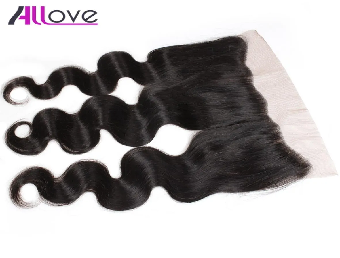 Allove 8A Brazilian Body Wave Lace Frontal 1PC Peruvian Virgin Hair Ear to Ear Closure Malaysian Human Hair Frontal Closure Indian5639218