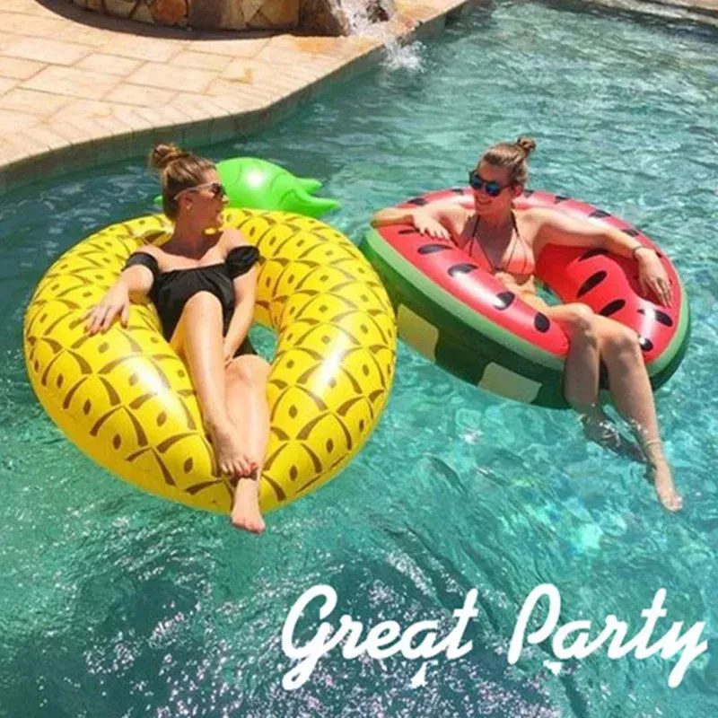 Boule de bouée gonflable Float ananas pastèque anneau de natation de pastèque pour adultes Summer Sport Swim Circle Party Toys 240416