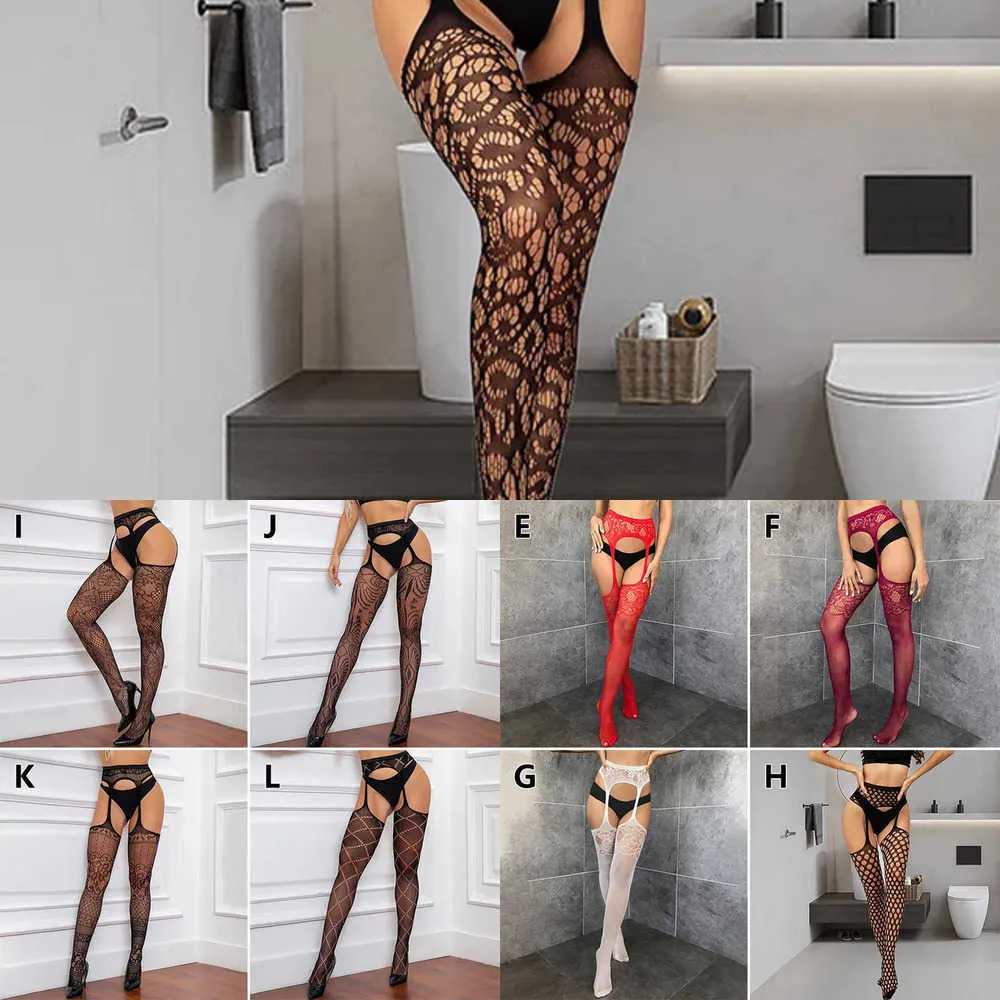 H278 Chaussettes sexy nouvelles Femmes Femmes Solides Perlets de couleurs Fishnet chaussettes de temps de temps avec une courroie de la courroie de la courroise à haute suspension noire sexy Hosiery 240416