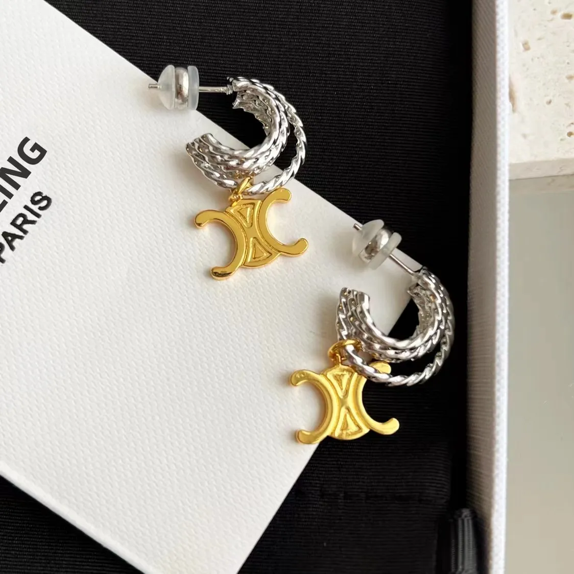 Boucles d'oreilles créatrices en titane Designer pour femmes 18 km bijoux de créateurs de boucles d'oreille en or