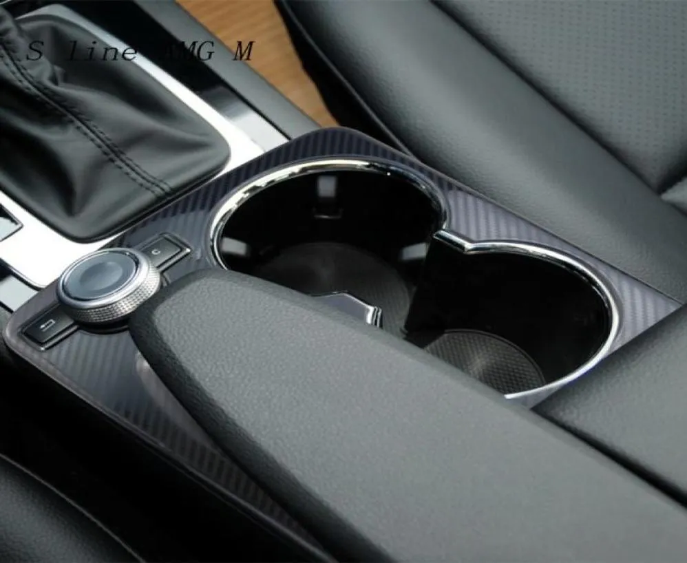 Bilstyling Carbon Fiber Center Console Handstöd Vattenkopphållare Cover Sticker Trim för Mercedes Benz GLK X204 Auto Accessories9775947
