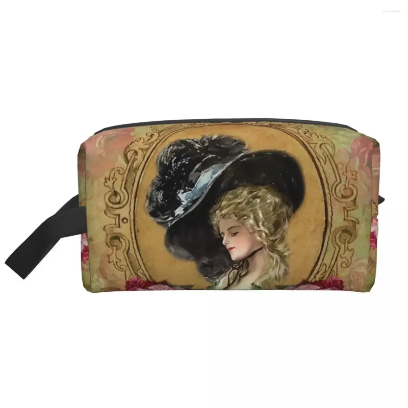 Storage Bags Victorian Lady Print Toiletry Bag Portable Renaissance Angels Cosmetic Makeup Organizer For Women Beauty Dopp Kit Case