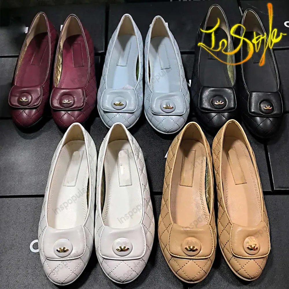 Designer balettlägenheter kvinnor loafers skor läder casual klänning skor le pojke c ballerina bekväm sommar glid på blå svart skor inspir