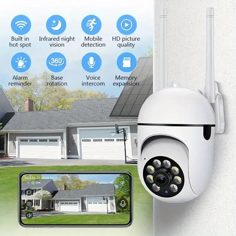 Sistema 5G WiFi Surveillance Telecamere IP Camera HD 1080P Outdoor 4x Digital Zoom Night Vision Vision Wireless PTZ INFERIORE Sicurezza impermeabile