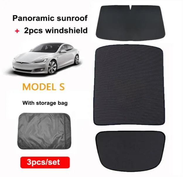 Modellen dakraam voor Tesla Model S Sunshade Sunroof Sunscreen Foldable Mesh UV Isolation Shade Modified Auto Car Accessories8253425