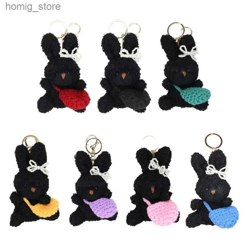 Keychains en peluche clés de lapin bouclé Bowknn